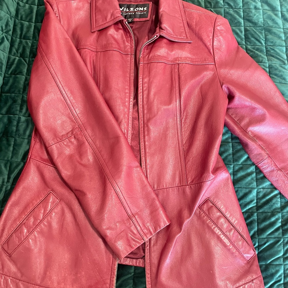 100% red leather women’s jacket